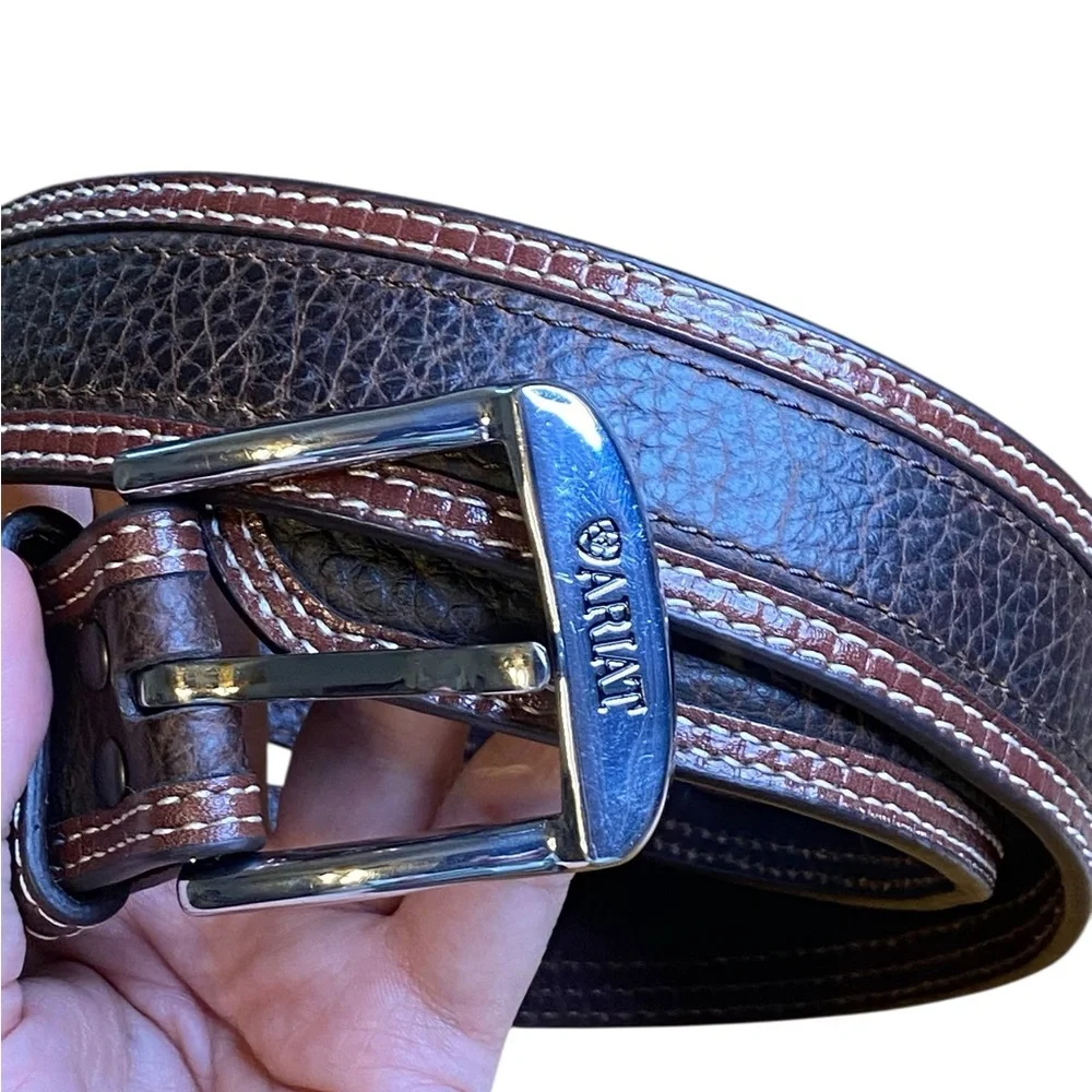 ARIAT Men's Two-Tone Oiled Leather Belt size 32 - Picture 7 of 9